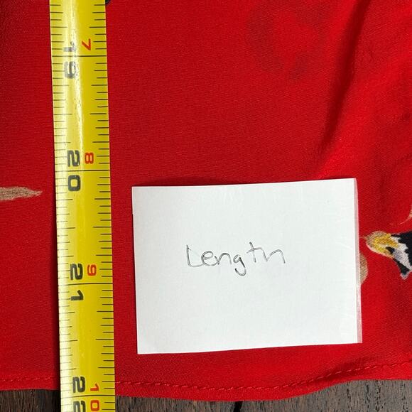 Intermix Red Floral Silk Tie Front Blouse Size 8 - Picture 12 of 12